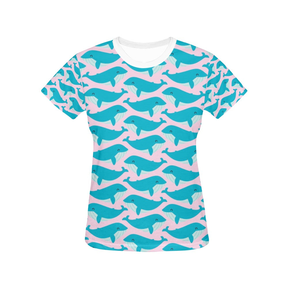 Whale Print Design LKS302 Women's  T-shirt