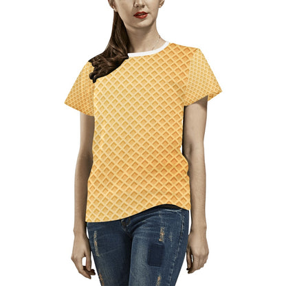 Waffle Texture Print Design LKS302 Women's  T-shirt