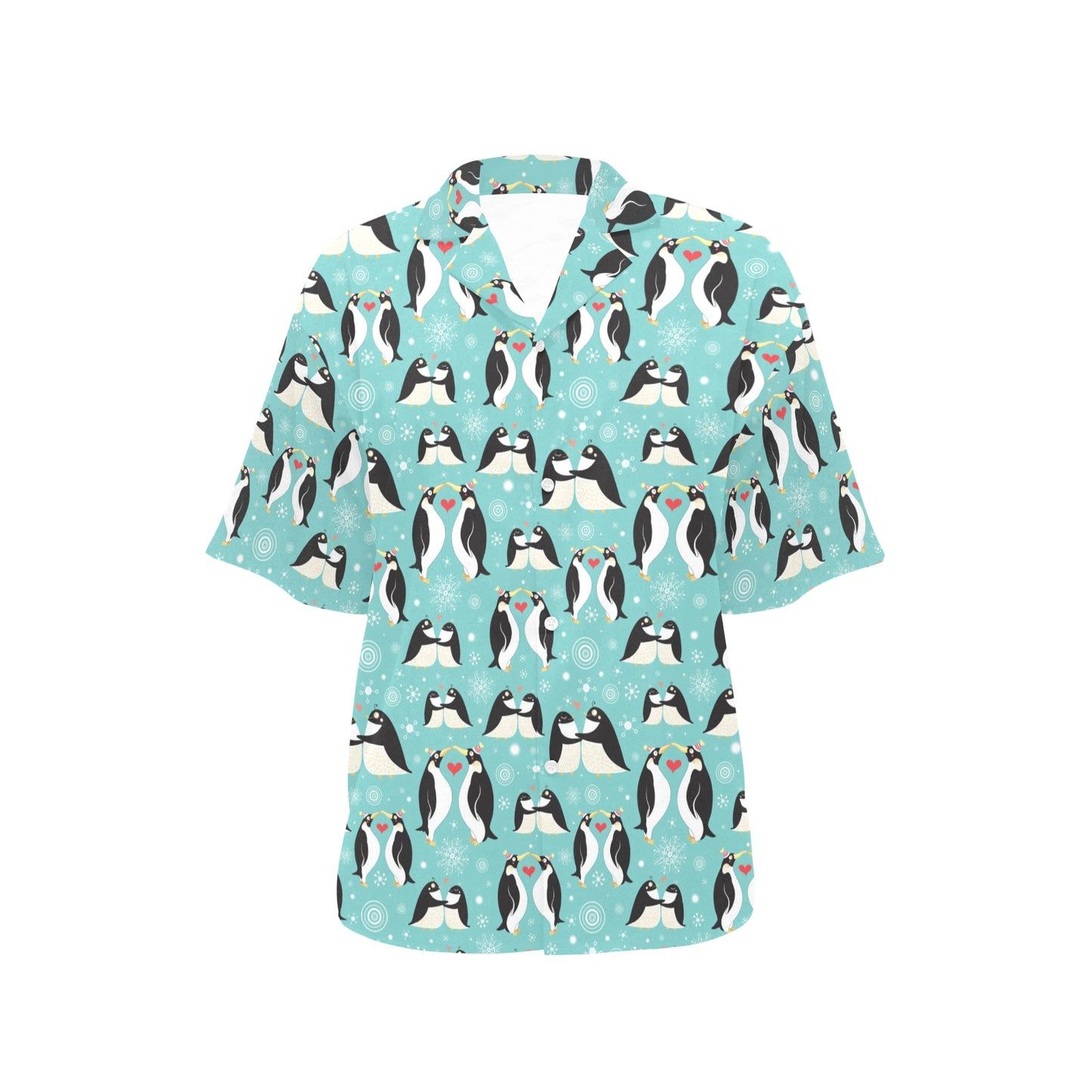 Penguin Love Print Women's Hawaiian Shirt