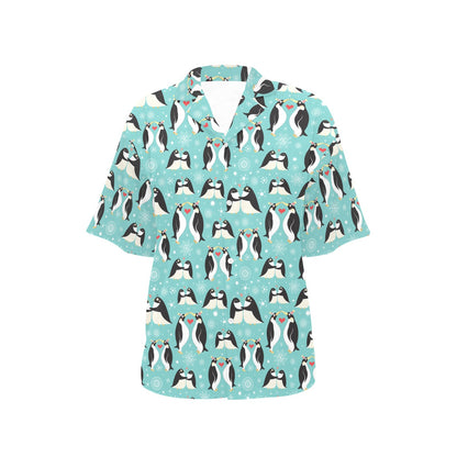 Penguin Love Print Women's Hawaiian Shirt
