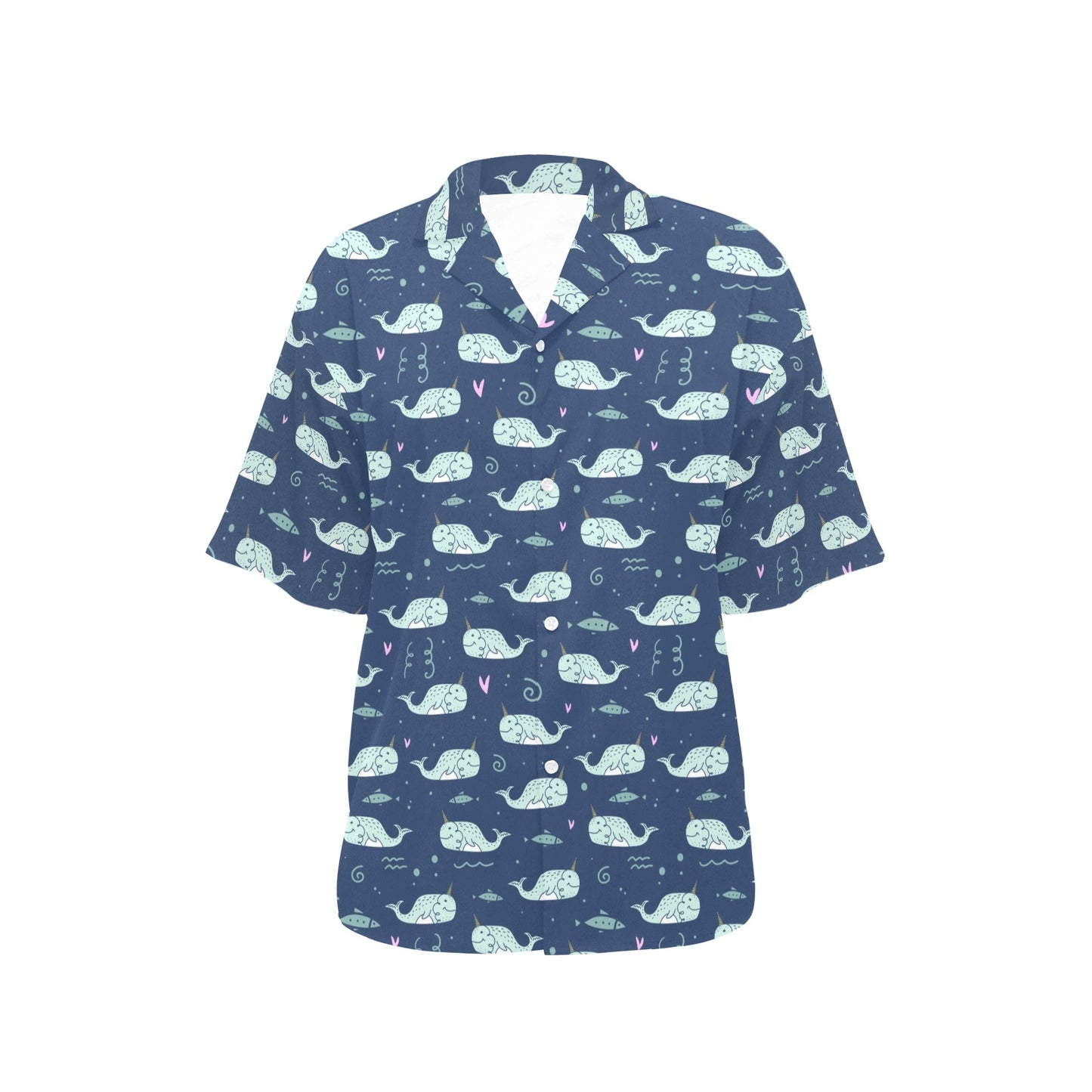 Narwhal Design Print Women's Hawaiian Shirt