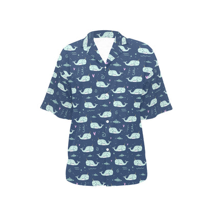 Narwhal Design Print Women's Hawaiian Shirt