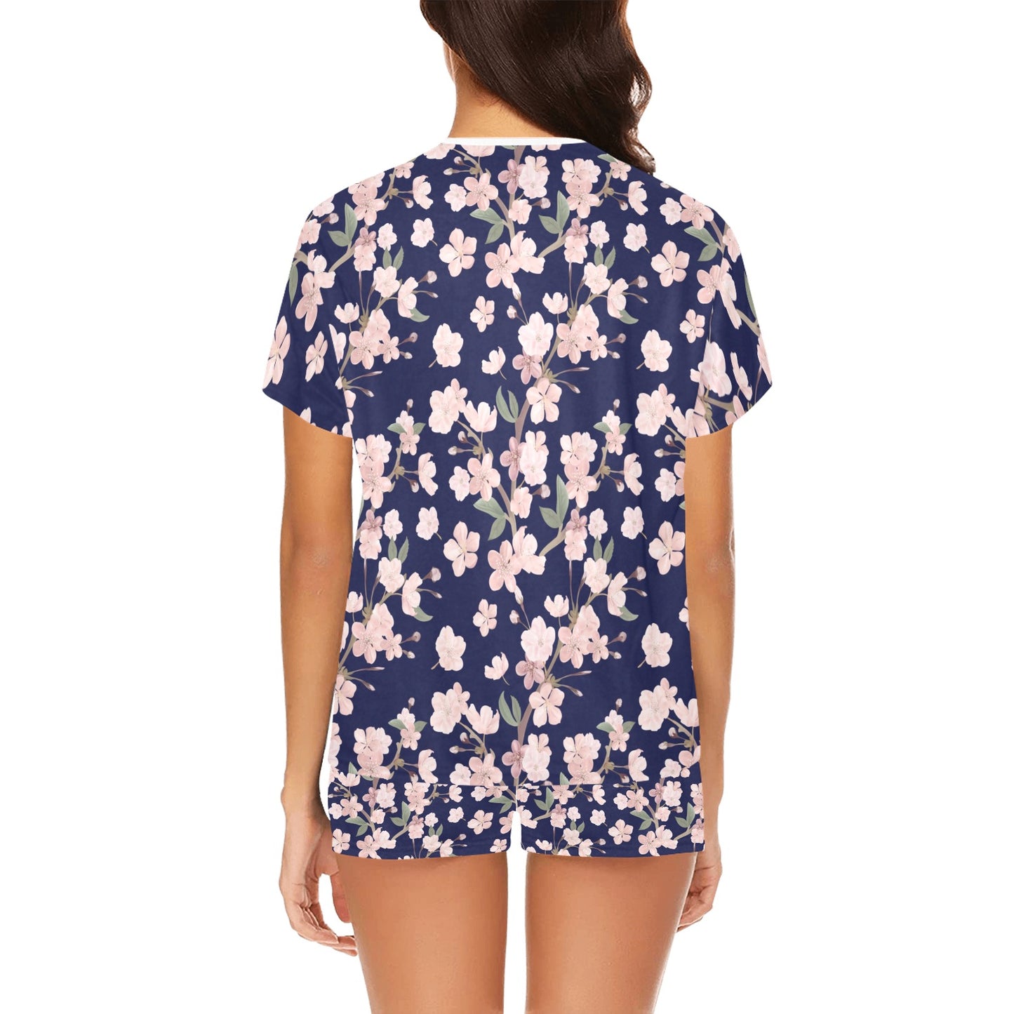 Sakura Print Design LKS301 Women's Short Pajama Set