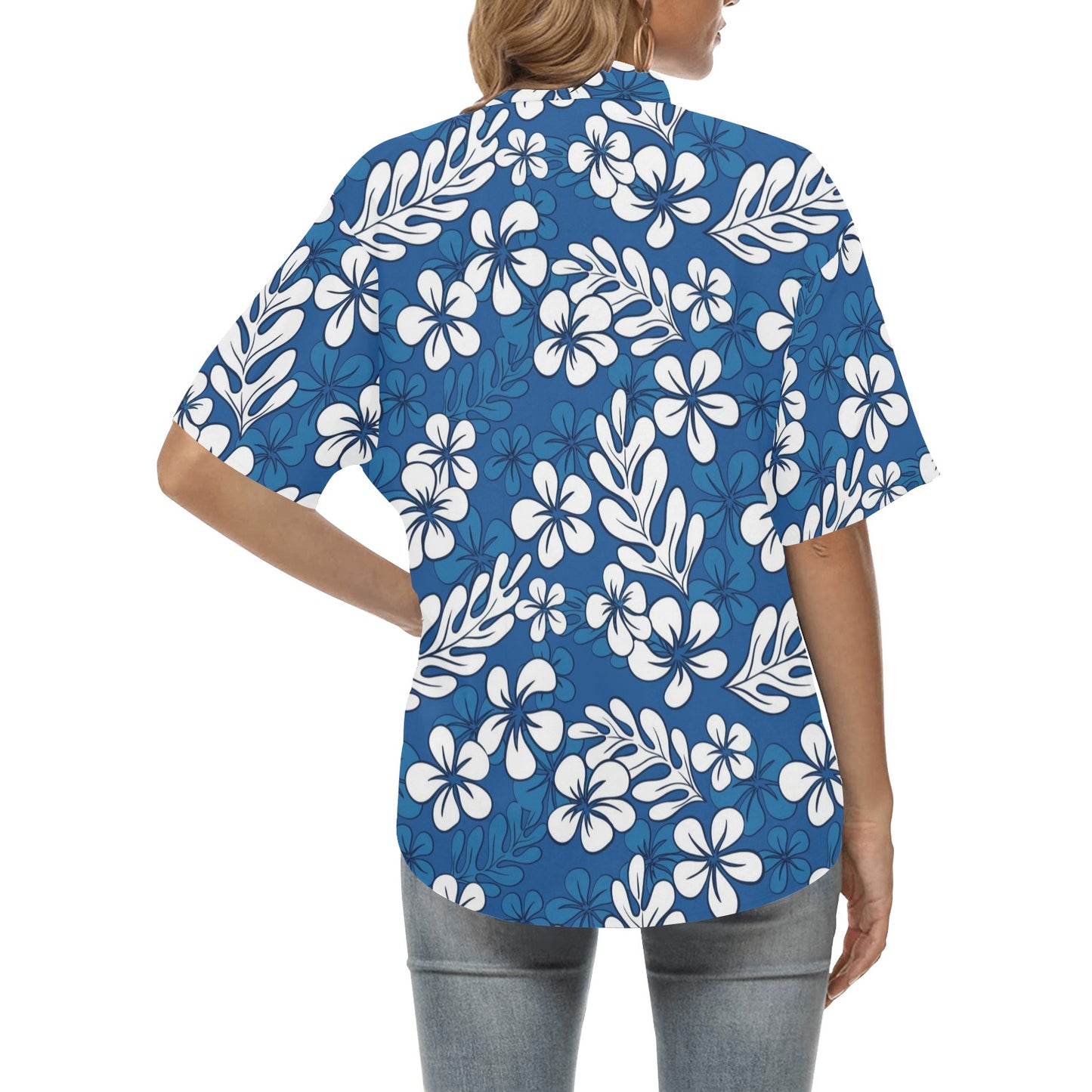 Plumeria Pattern Print Design PM015 Women's Hawaiian Shirt