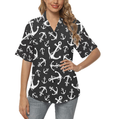 Anchor Black White Women's Hawaiian Shirt