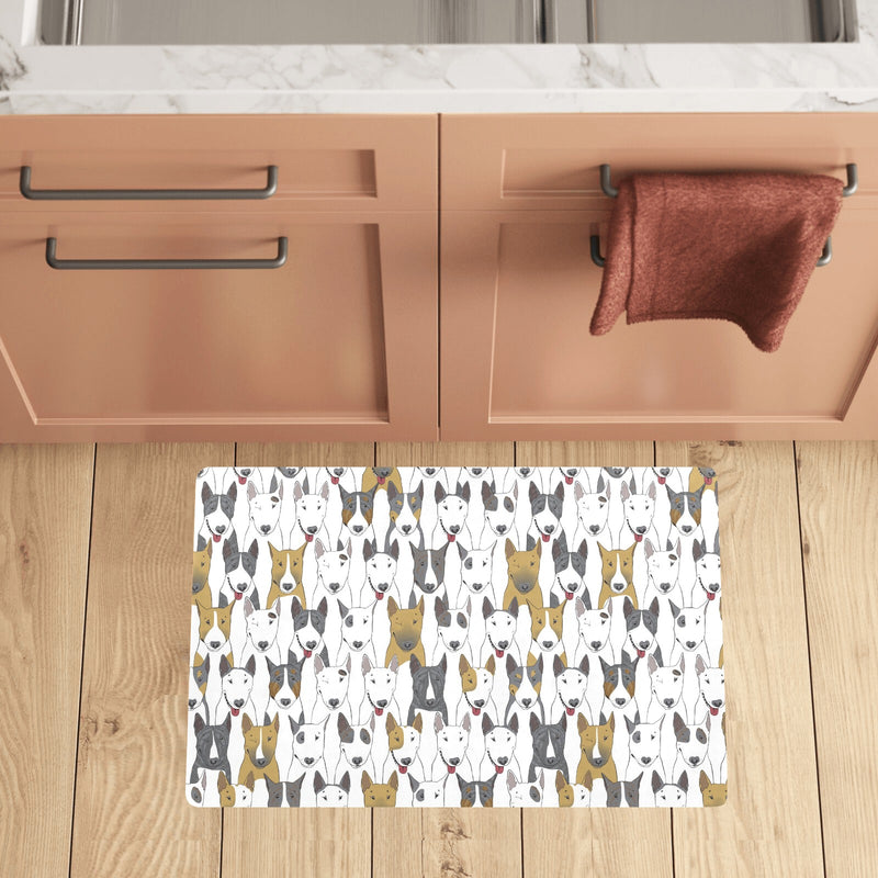 Bull Terriers Pattern Print Design 03 Kitchen Mat