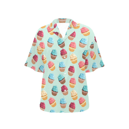 Cupcake Pattern Print Design 01 Women's Hawaiian Shirt