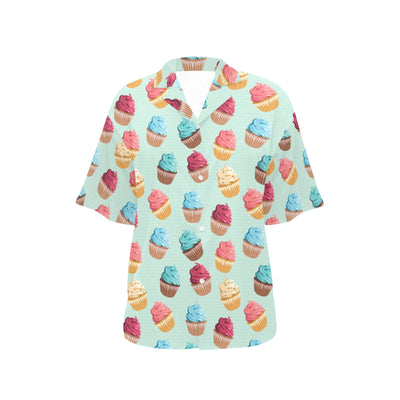 Cupcake Pattern Print Design 01 Women's Hawaiian Shirt