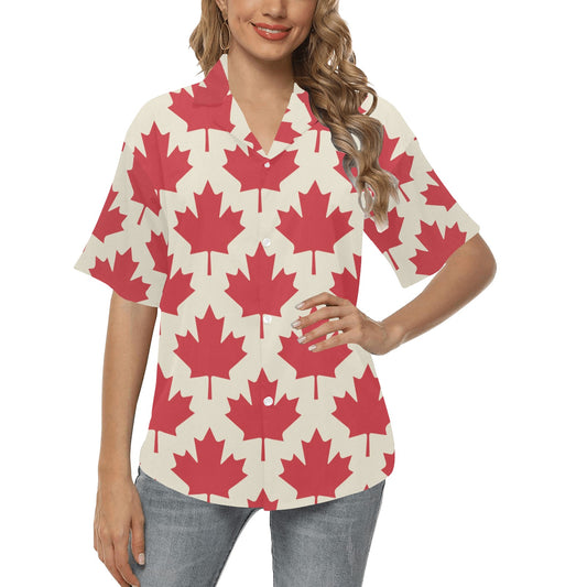 Maple Leaf Pattern Print Design 03 Women's Hawaiian Shirt