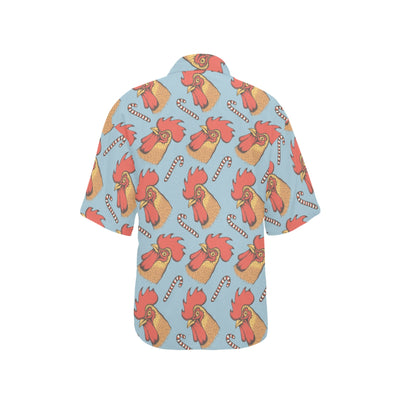 Rooster Pattern Print Design A05 Women's Hawaiian Shirt