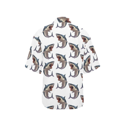 Great White Shark Pattern Print Design 03 Women's Hawaiian Shirt