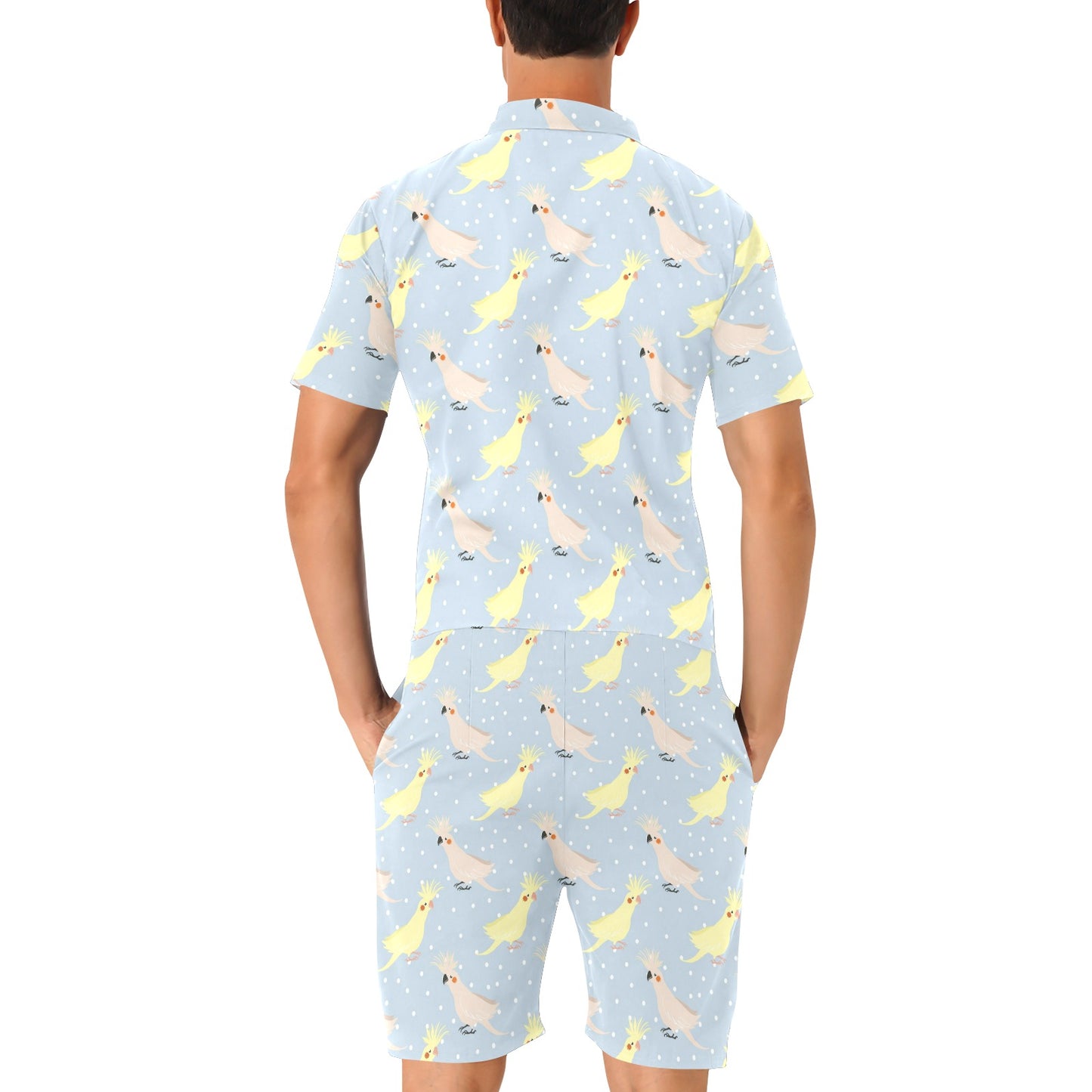 Cockatiel Pattern Print Design 03 Men's Romper