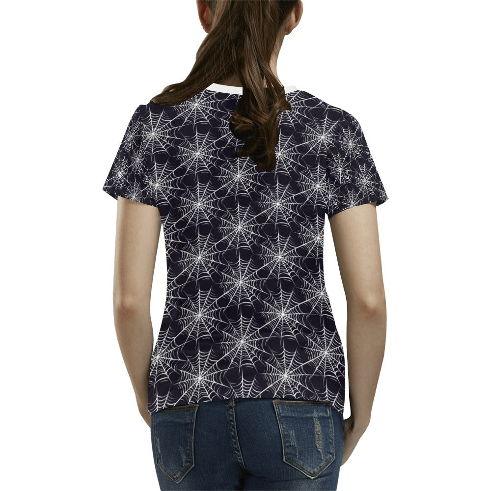 Spider Web Print Design LKS303 Women's  T-shirt