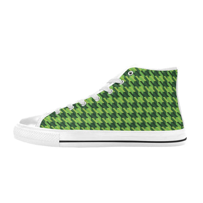 St Patricks Day Houndstooth Pattern Print LKS301 High Top Women's White Shoes