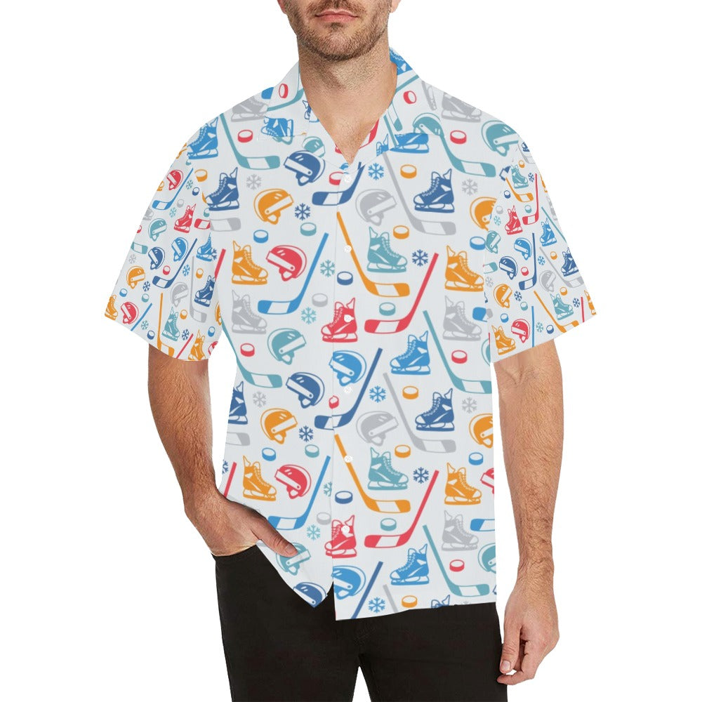 Hockey Equipment Print Design LKS301 Men's Hawaiian Shirt