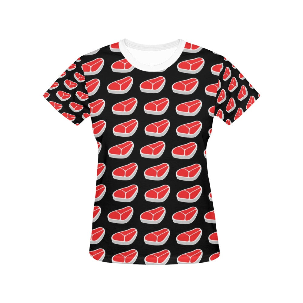Steak Print Design LKS303 Women's  T-shirt