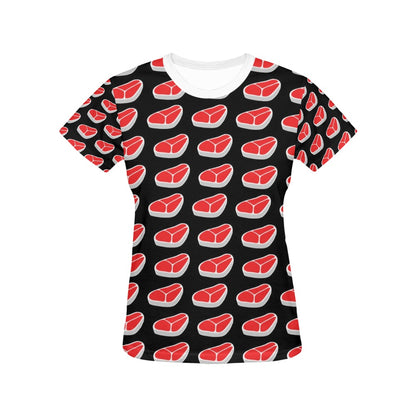 Steak Print Design LKS303 Women's  T-shirt
