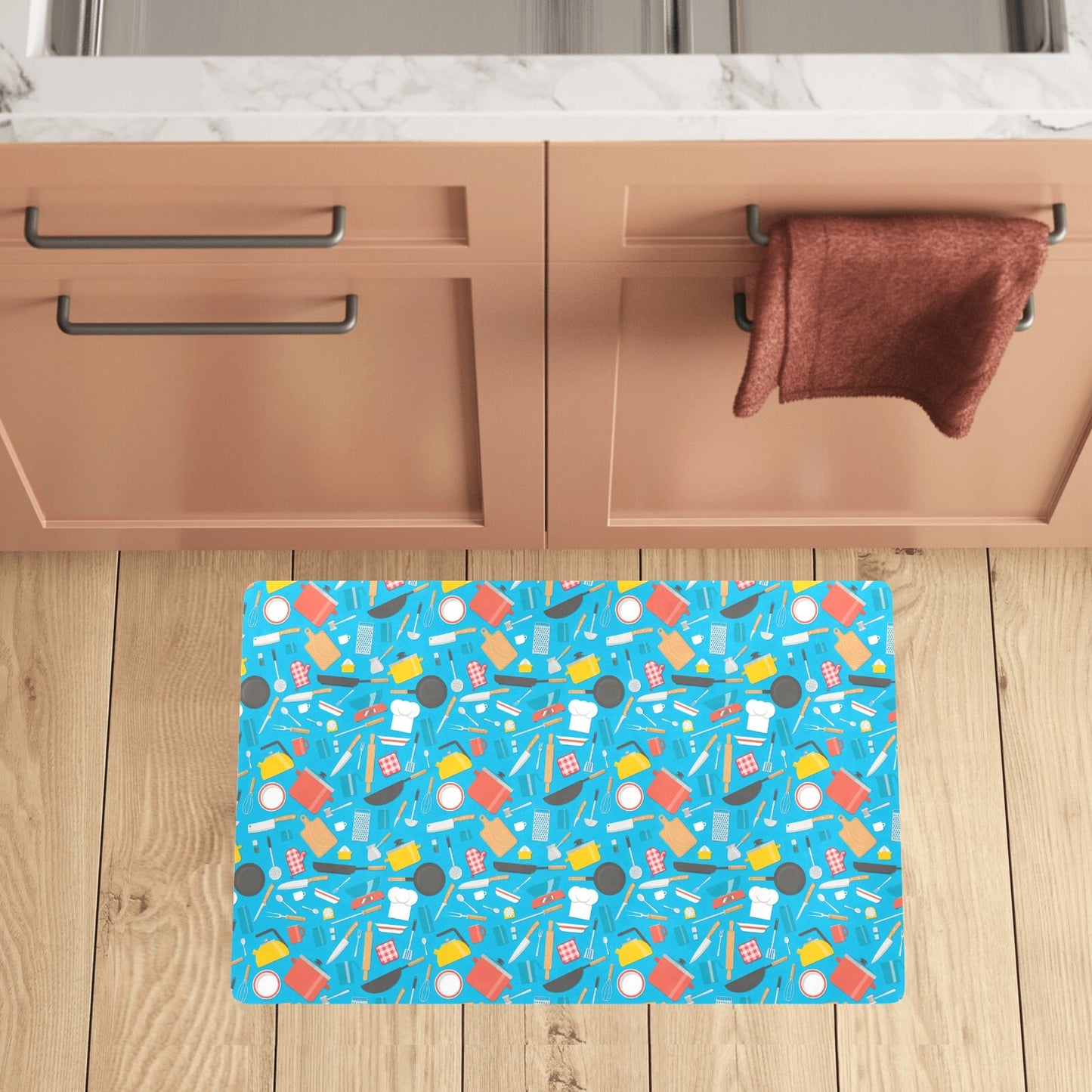 Cooking Kitchen Tools Pattern Print Design 03 Kitchen Mat