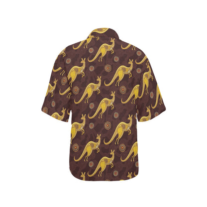 Kangaroos Aboriginal Pattern Print Design 08 Women's Hawaiian Shirt