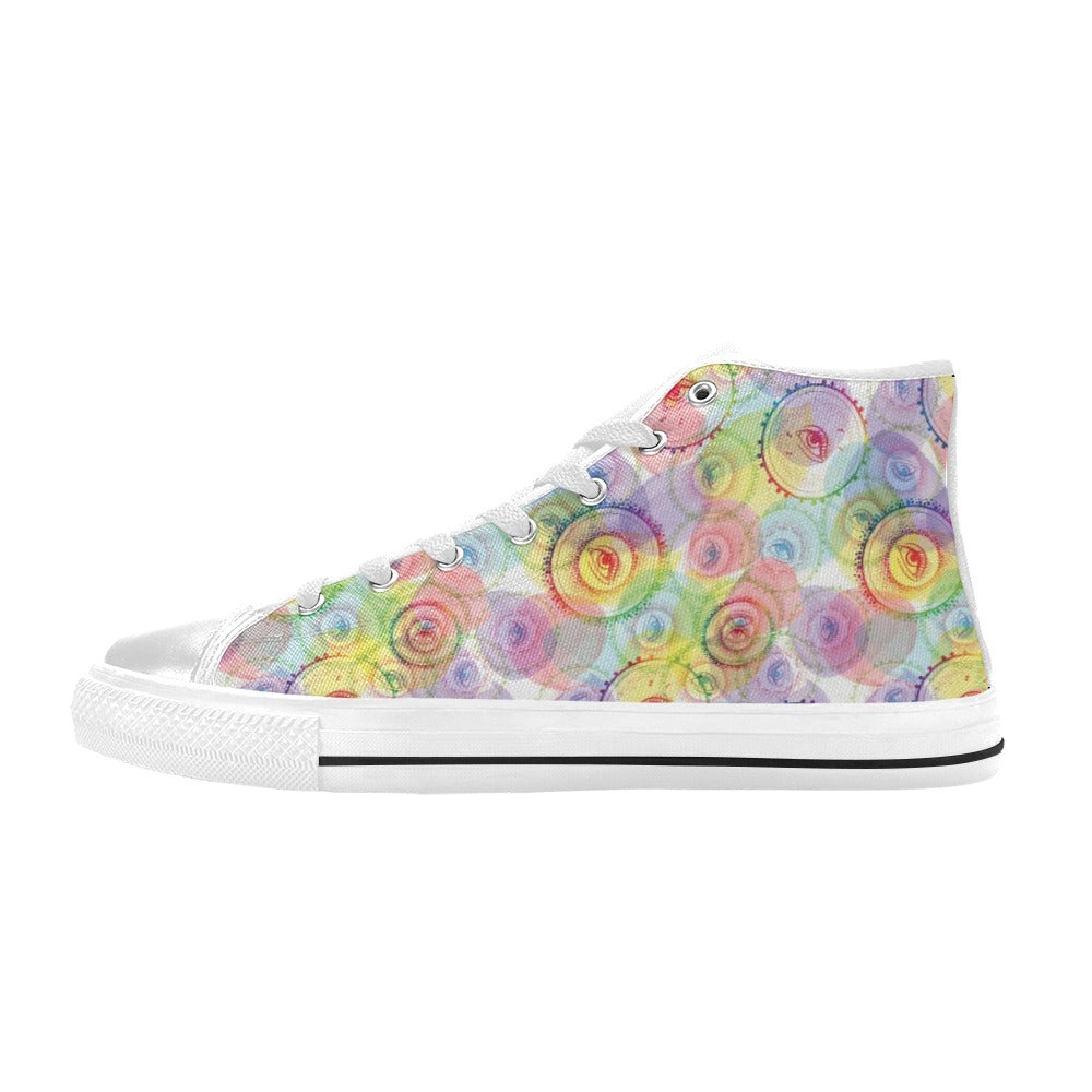 Third Eye Print Design LKS303 High Top Women's White Shoes