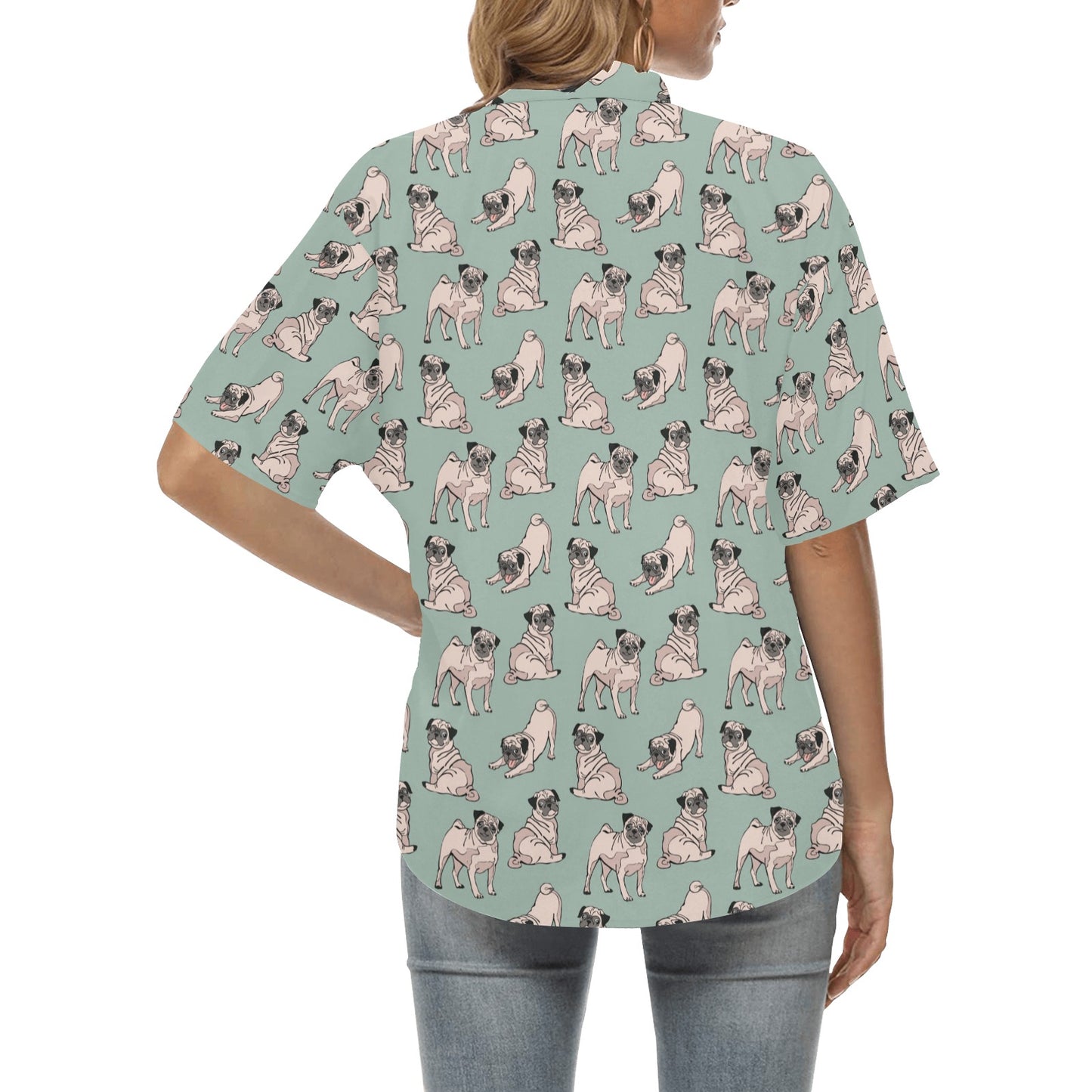 Pug Pattern Print Design A01 Women's Hawaiian Shirt