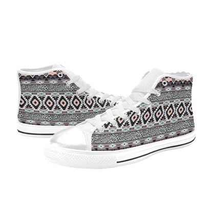 Safari Pattern Print Design LKS302 High Top Women's White Shoes
