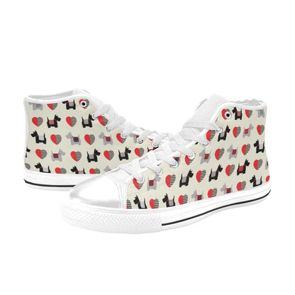 Scottish Terriers Print Design LKS3010 High Top Women's White Shoes