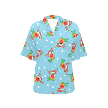 Reindeer cute Pattern Print Design 02 Women's Hawaiian Shirt