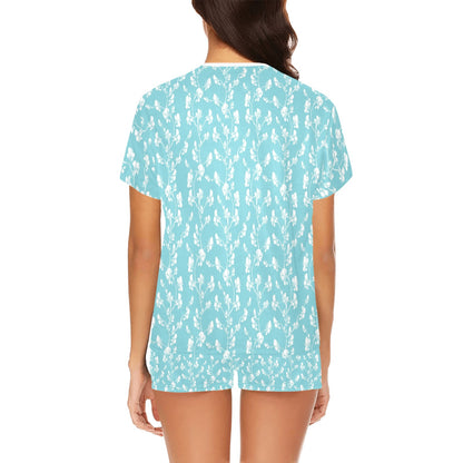 Sweet Pea Print Design LKS302 Women's Short Pajama Set