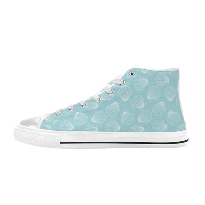 Seashell Print Design LKS3010 High Top Women's White Shoes