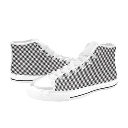 Gingham Print Design LKS402 High Top Women's White Shoes