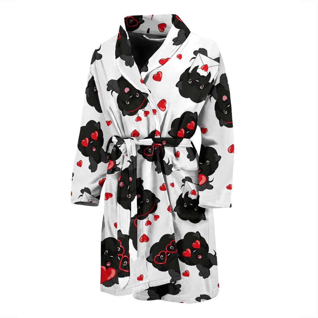 Affenpinscher Pattern Print Design 01 Men Bathrobe-JORJUNE.COM