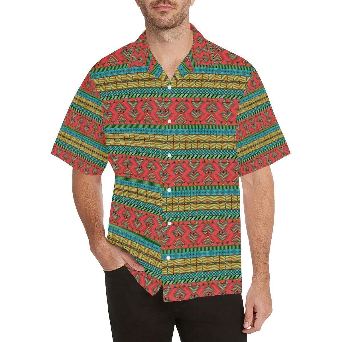 African Colorful Zigzag Print Pattern Hawaiian Shirt-JORJUNE.COM