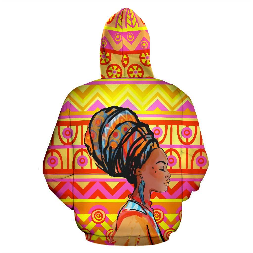 African Girl Aztec All Over Zip Up Hoodie