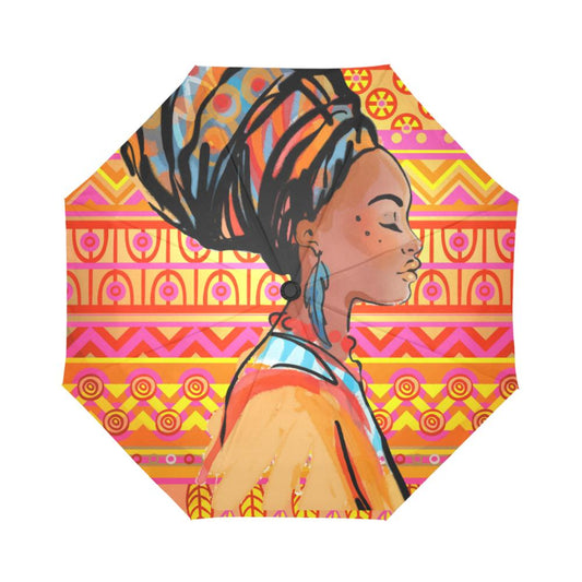 African Girl Aztec Automatic Foldable Umbrella