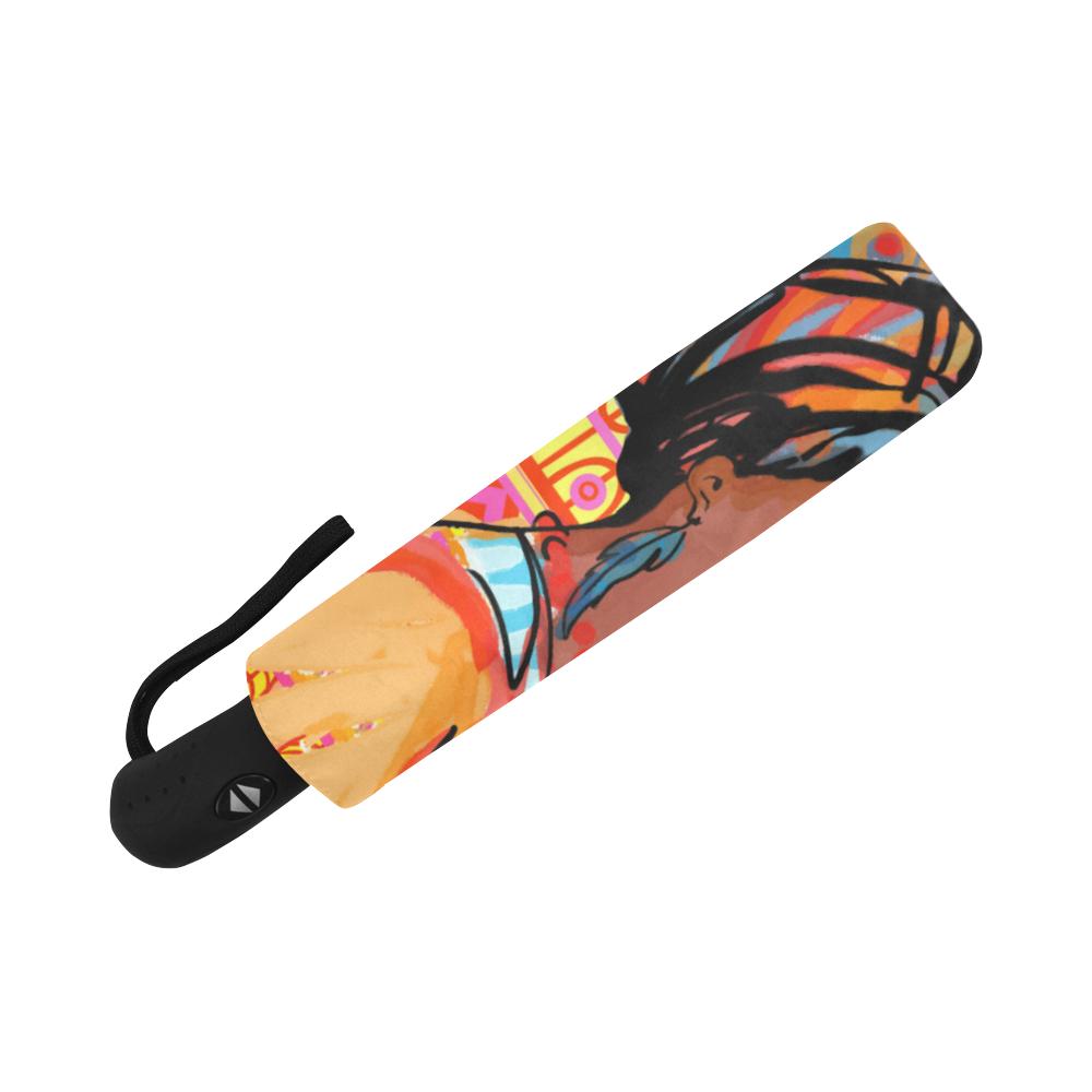 African Girl Aztec Automatic Foldable Umbrella