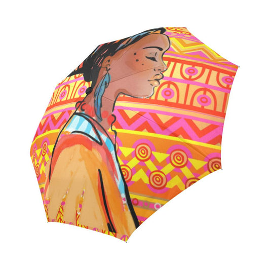 African Girl Aztec Automatic Foldable Umbrella