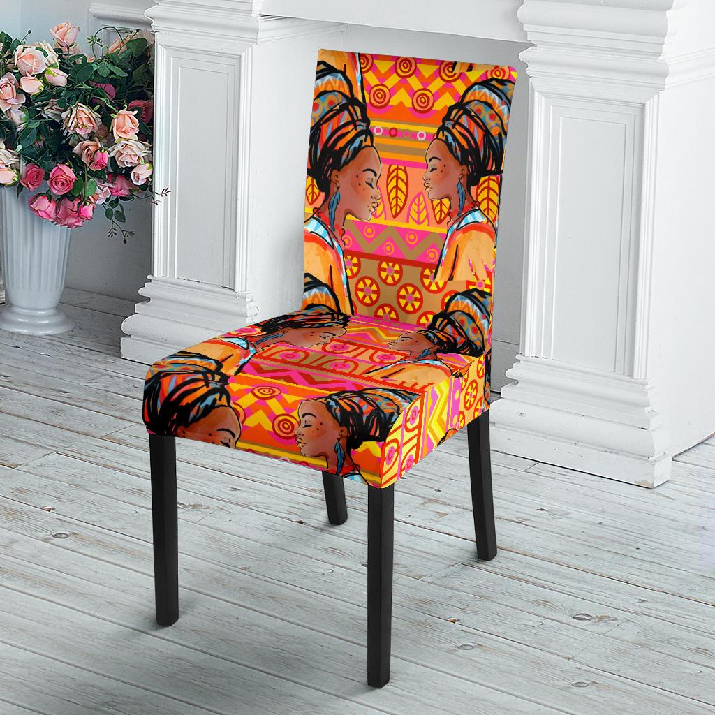 African Girl Aztec Dining Chair Slipcover-JORJUNE.COM