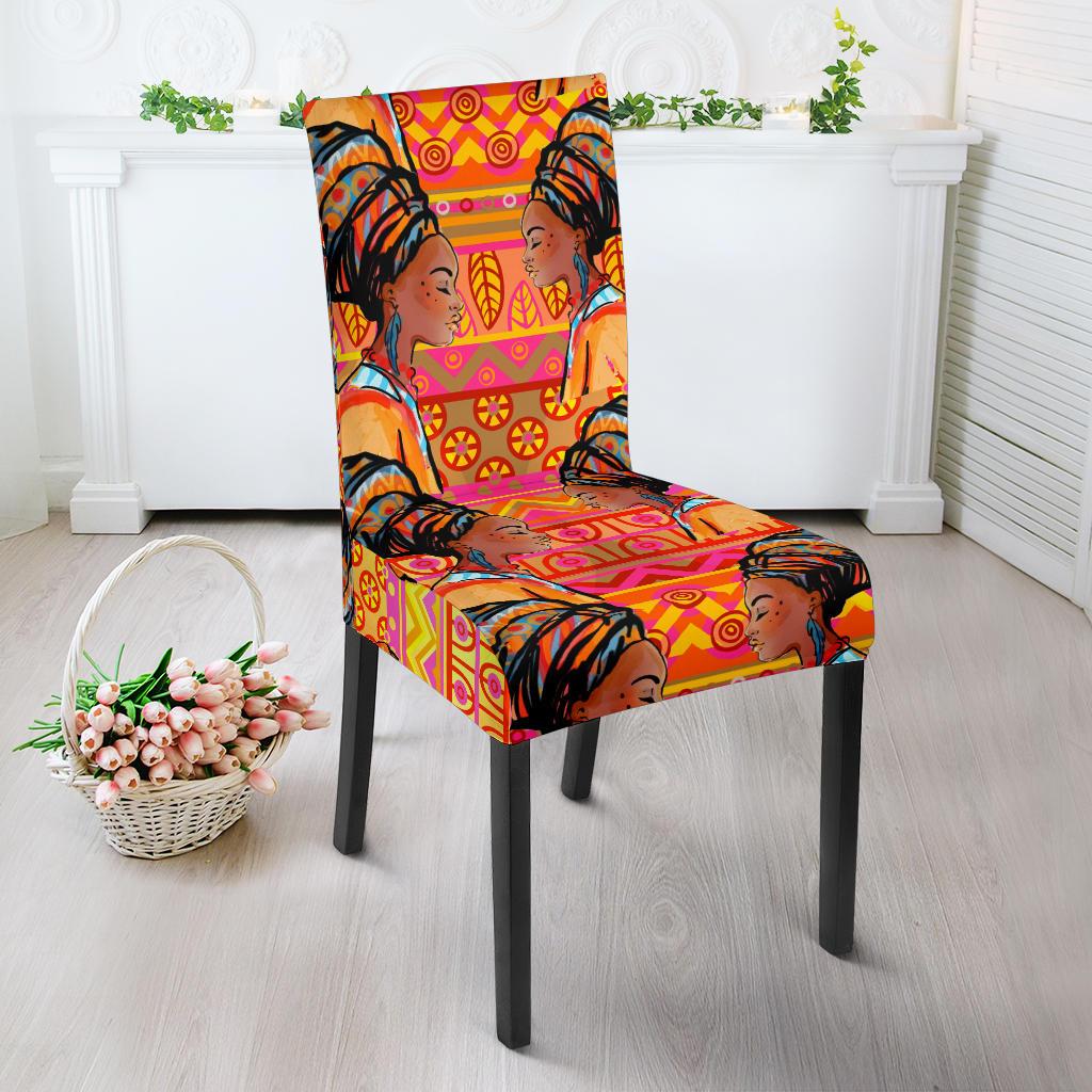 African Girl Aztec Dining Chair Slipcover-JORJUNE.COM
