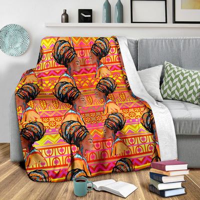 African Girl Aztec Fleece Blanket