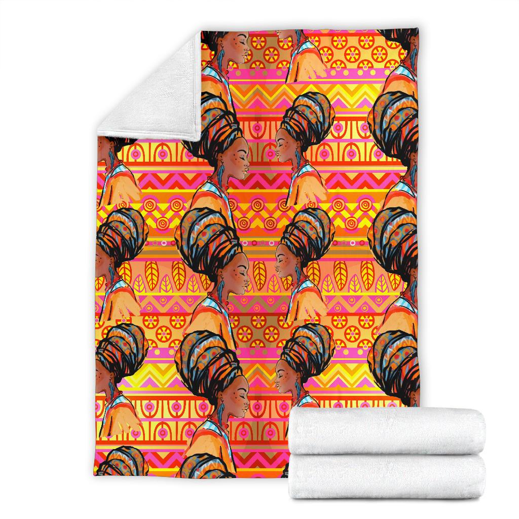 African Girl Aztec Fleece Blanket