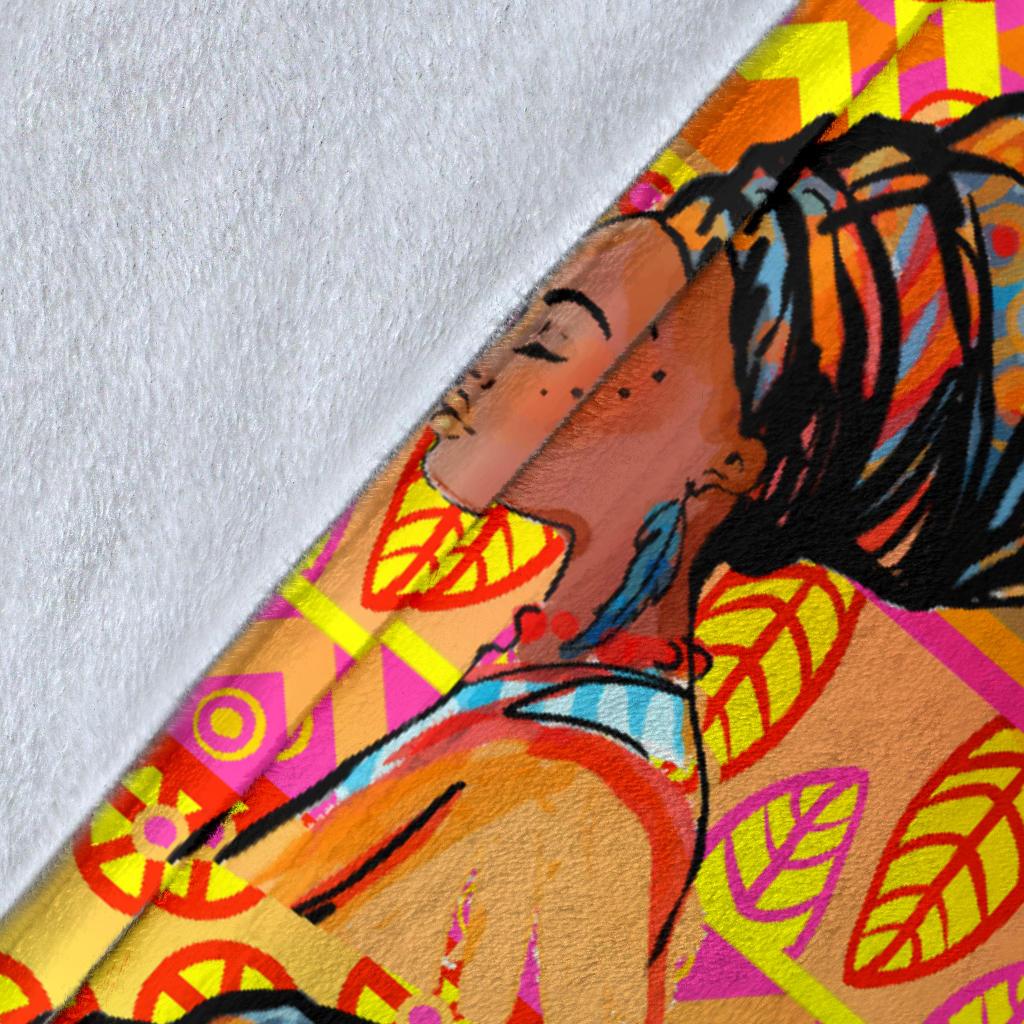 African Girl Aztec Fleece Blanket