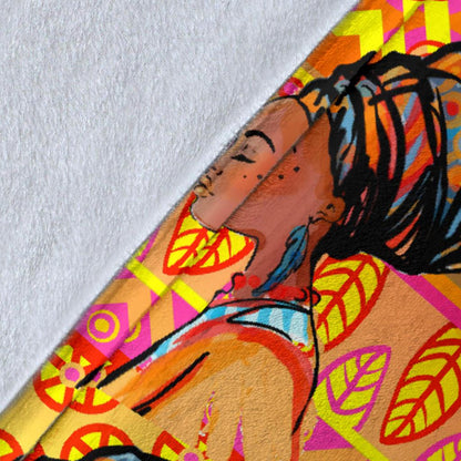 African Girl Aztec Fleece Blanket