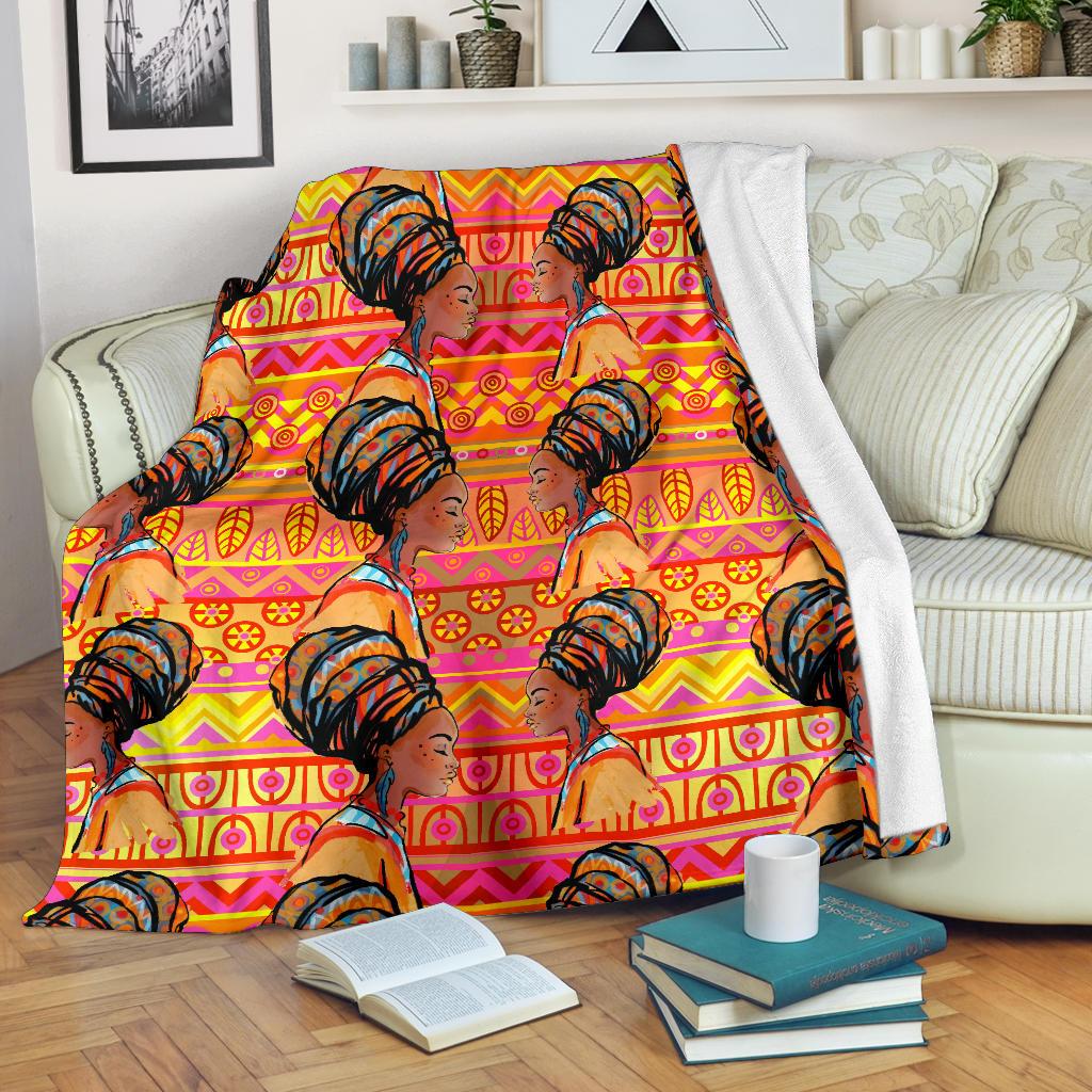 African Girl Aztec Fleece Blanket