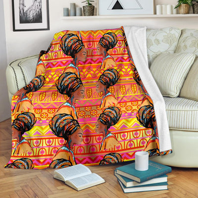 African Girl Aztec Fleece Blanket