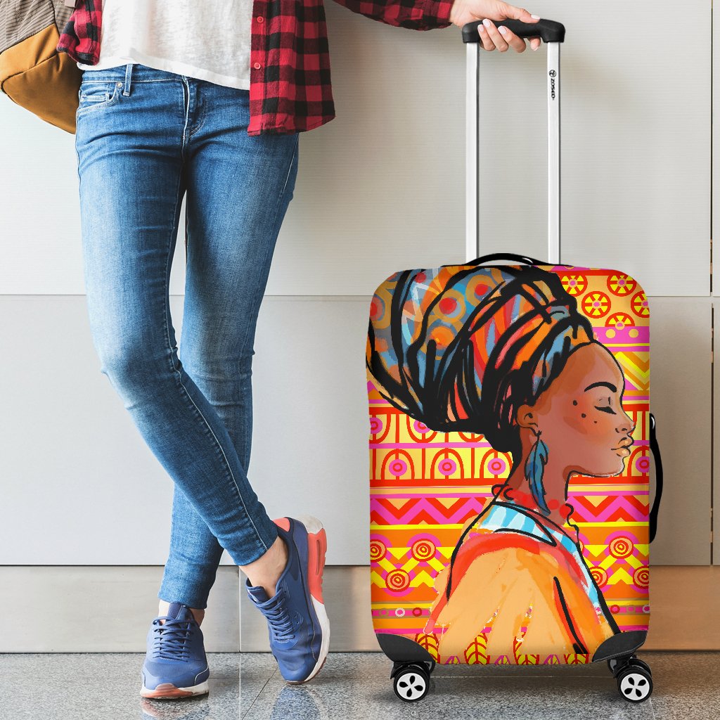 African Girl Aztec Luggage Cover Protector