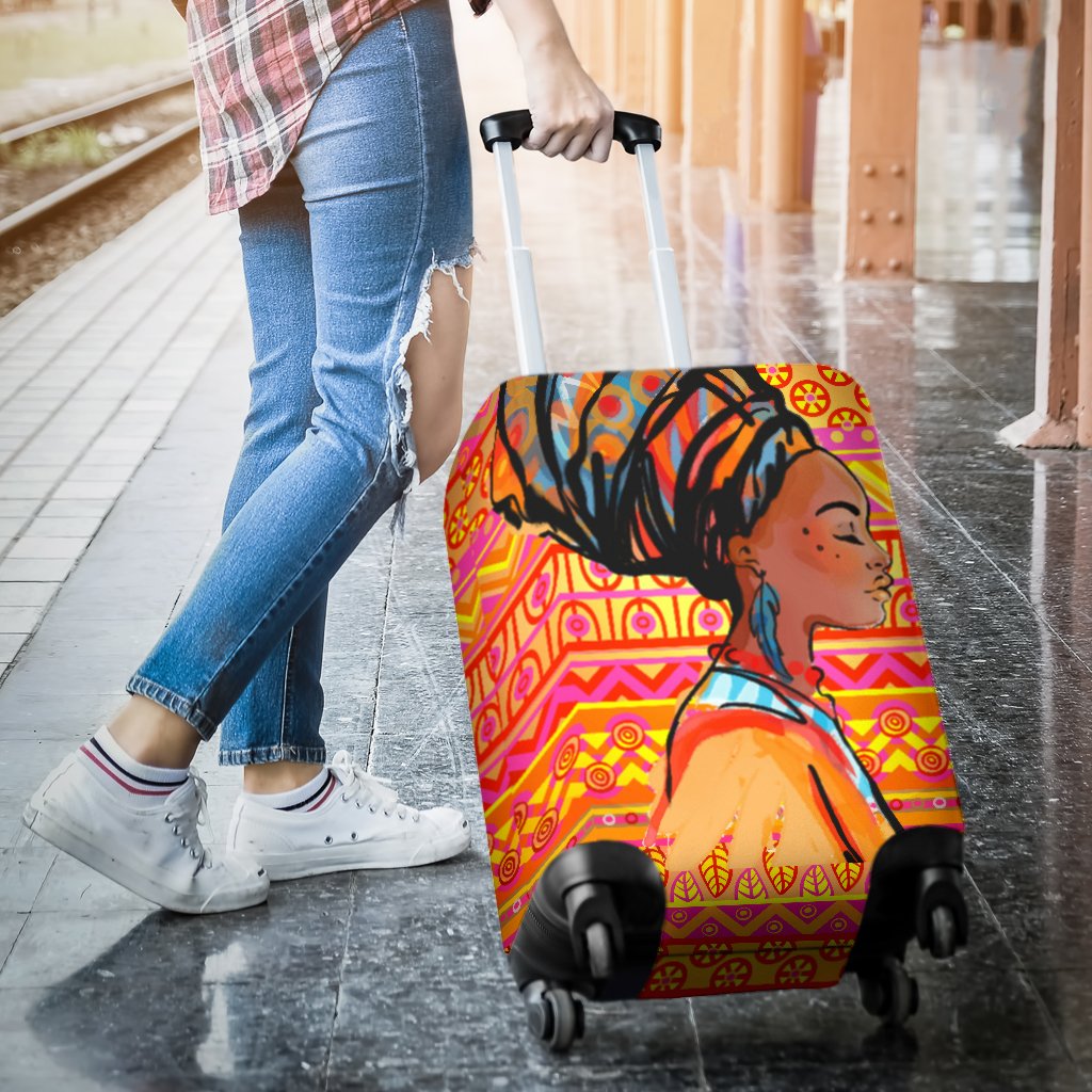 African Girl Aztec Luggage Cover Protector