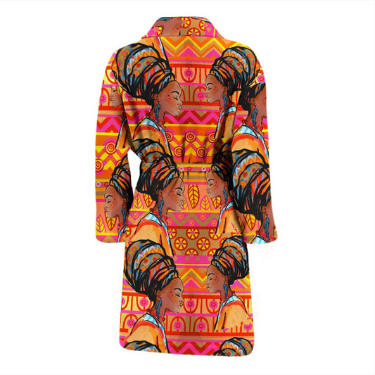 African Girl Aztec Men Bath Robe