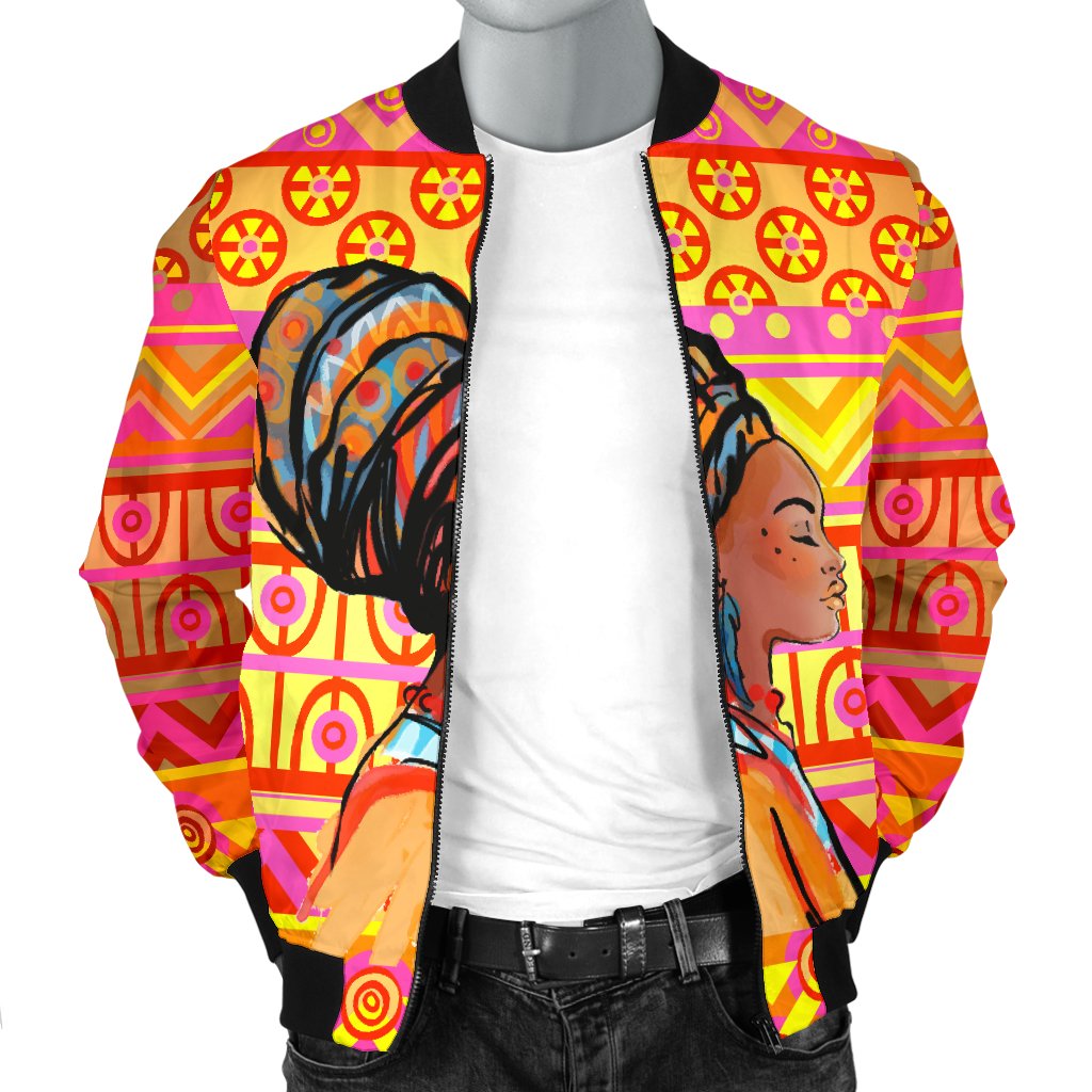 African Girl Aztec Men Casual Bomber Jacket-JorJune