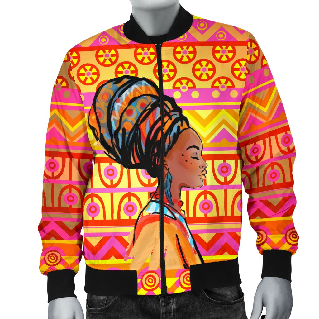African Girl Aztec Men Casual Bomber Jacket-JorJune